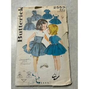 Vintage 1950's Butterick Pattern #2553 Girls Variety Dress Size 3